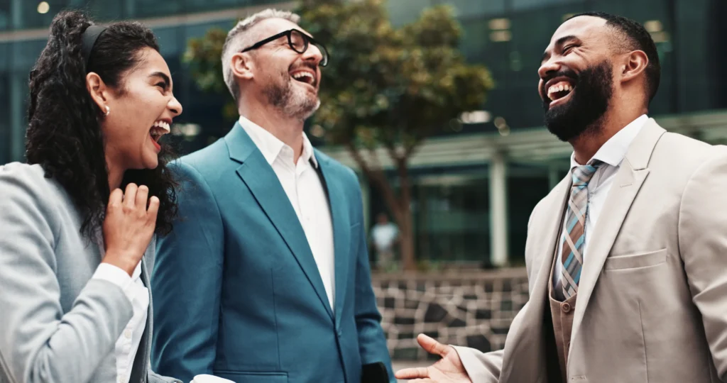 CEOs happily talking to each other
