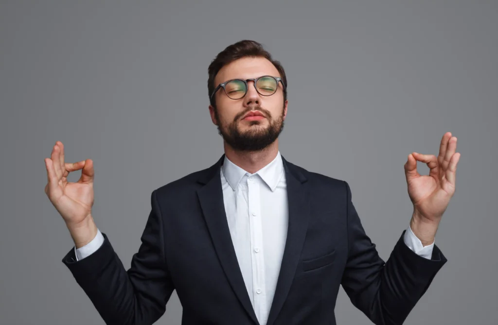Relaxed Professional Meditating for Calmness and Focus